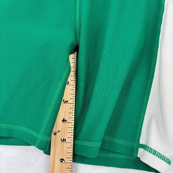 Wilo The Label Ribbed Bike Shorts Womens Size S Emerald Green Stretch High Rise - Picture 8 of 9